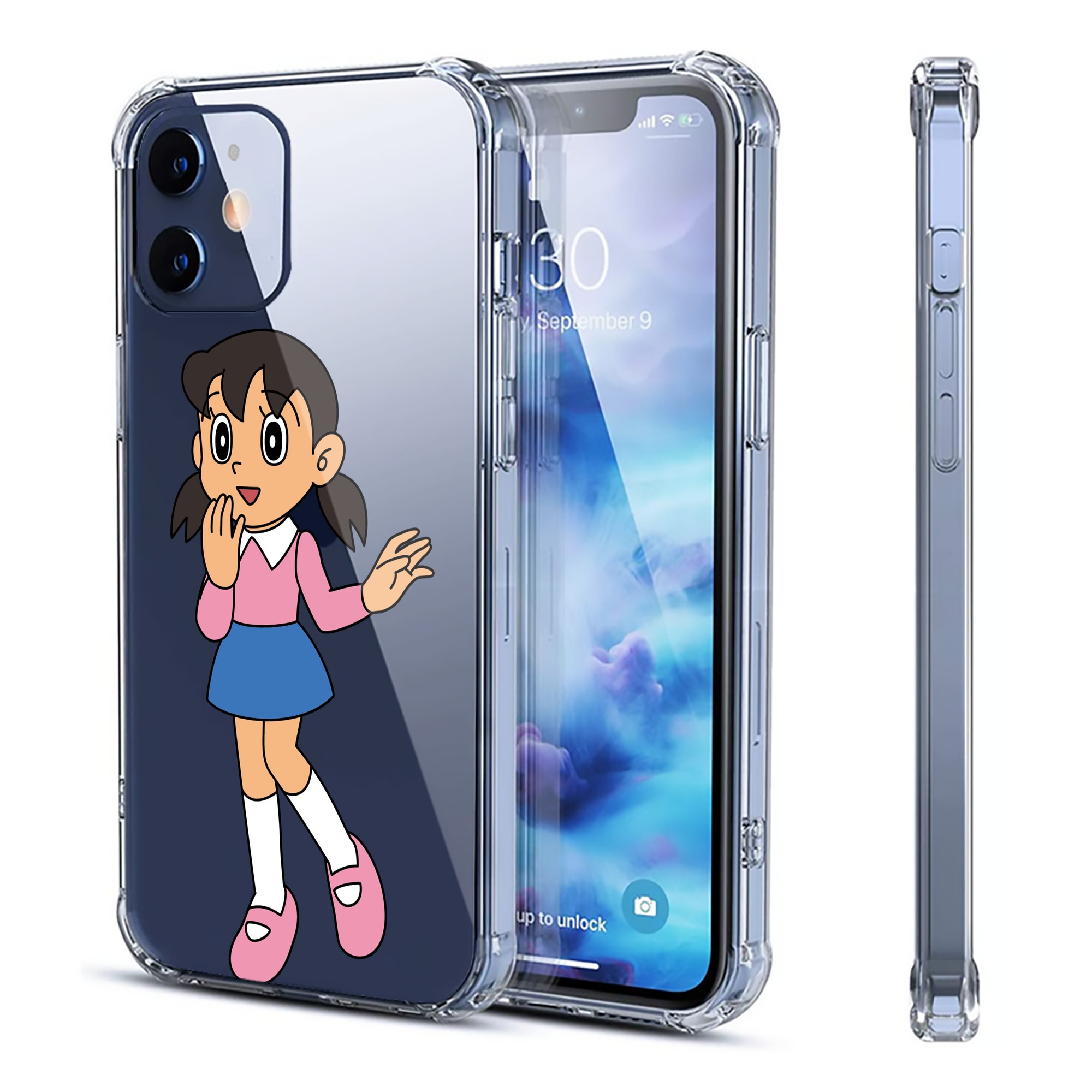 （画像用） ドラえもん みなもと しずか Doraemon Shizuka Minamoto 【iPhone 12シリーズ対応】透明スマホケース（クリアソフトケース）